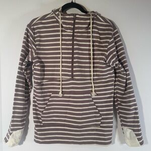 Vanilla Bay Mauve and Cream Striped 1/2 Zip Hoodie